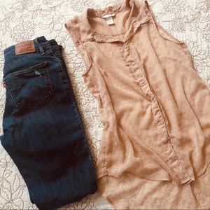 H&M Blush Swiss Dot Sleeveless Tunic - 8